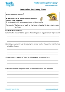 Worksheets for kids - semi-colons_for_linking_ideas